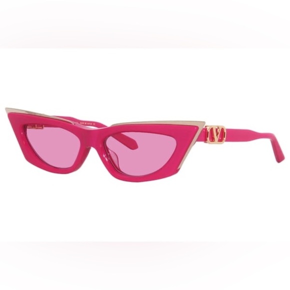 VALENTINO GARAVANI EYEWEAR V Logo Goldcut Cat Eye Sunglasses Pink Fuchsia main image 7